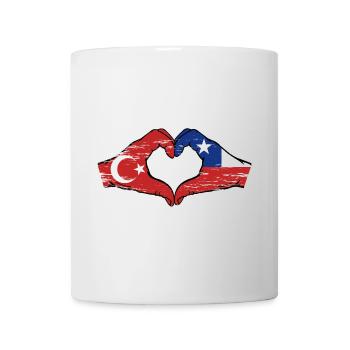 Turkey Chile Flag Hands Heart Shape Used - Mug - white - Front