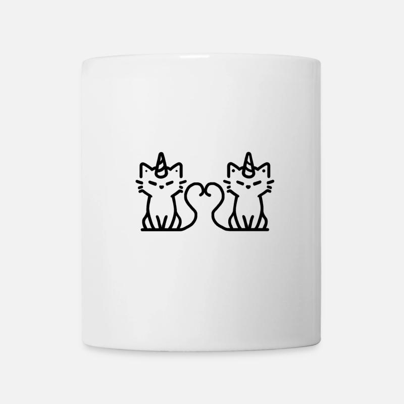 chat-licornes amoureux - Mug blanc - blanc