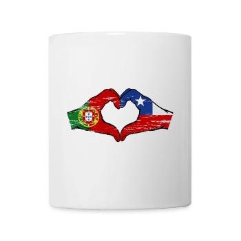 Portugal Drapeau du Chili mains forme de coeur utilisé - Mug blanc - blanc - Devant
