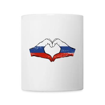 Drapeau de la Russie Mains Coeur Forme Utilisé - Mug blanc - blanc - Devant