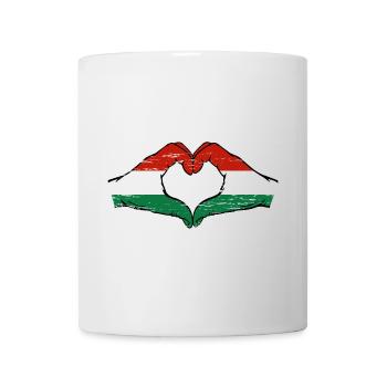 Drapeau de la Hongrie Mains Coeur Forme Utilisé - Mug blanc - blanc - Devant