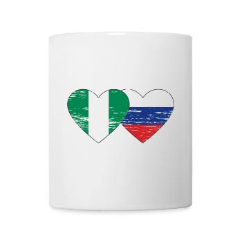 Nigeria Russie Drapeau Coeur Utilisé - Mug blanc - blanc - Devant