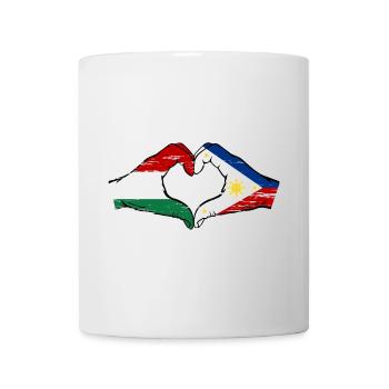 Hungary Philippines Flag Hands Heart Shape Used - Mug - white - Front