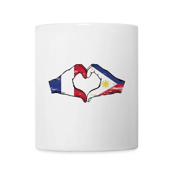 France Philippines Flag Hands Heart Shape Used - Mug - white - Front