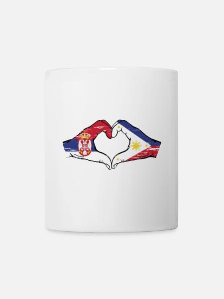Serbie Philippines drapeau mains forme de coeur utilisé - Mug blanc - blanc