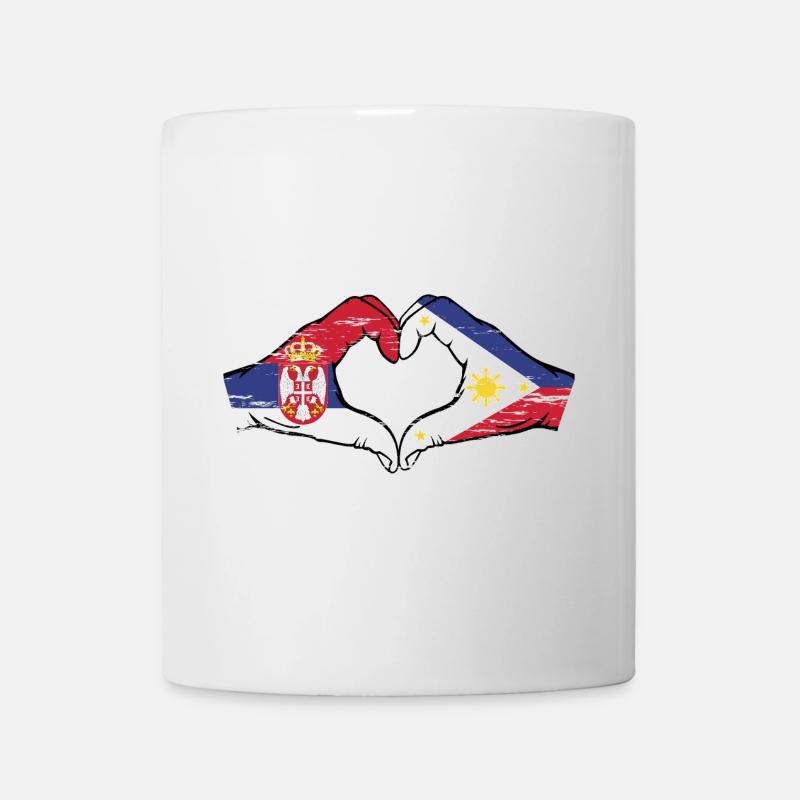 Serbie Philippines drapeau mains forme de coeur utilisé - Mug blanc - blanc