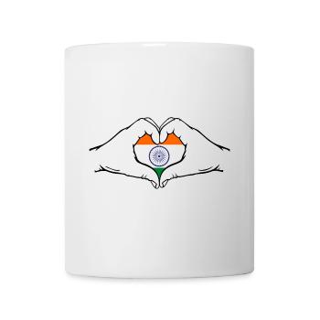Indien Flagge Hände Herzform - Tasse - Weiß - Vorne
