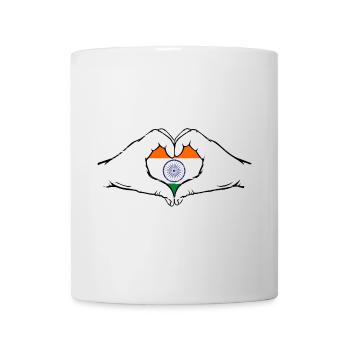 Drapeau de l’Inde Mains Coeur Forme Utilisé - Mug blanc - blanc - Devant