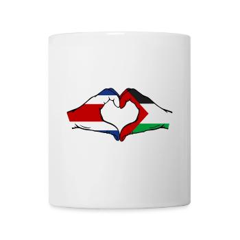 Costa Rica Palestine Flag Hands Heart Shape - Mug - white - Front
