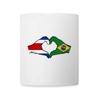 Costa Rica Brazil Flag Hands Heart Shape - Mug - white - Front