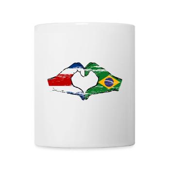 Costa Rica Brésil Drapeau Mains Coeur Forme Utilisé - Mug blanc - blanc - Devant