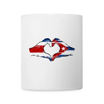 Costa Rica Cuba Flag Hands Heart Shape Used - Mug - white - Front