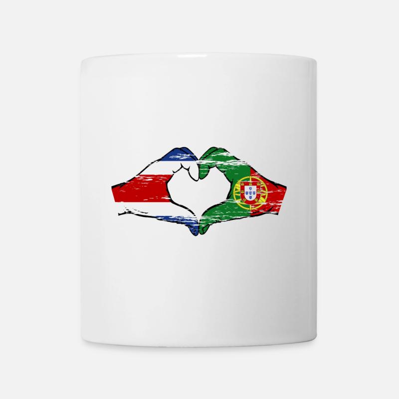 Costa Rica Portugal Drapeau Mains Coeur Forme Utilisé - Mug blanc - blanc