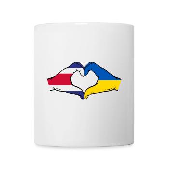 Costa Rica Ukraine Flag Hands Heart Shape - Mug - white - Front