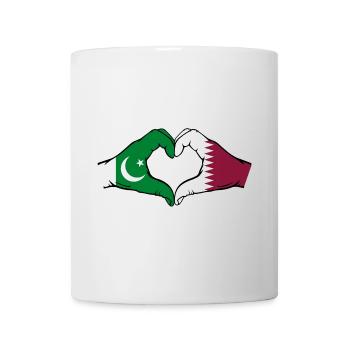 Pakistan Qatar drapeau mains coeur - Mug blanc - blanc - Devant