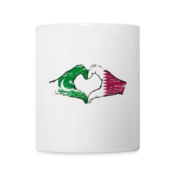 Drapeau du Pakistan Qatar mains forme de coeur utilisé - Mug blanc - blanc - Devant