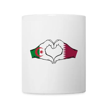 Algeria Qatar Flag Hands Heart Shape - Mug - white - Front