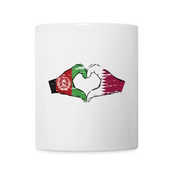 Afghanistan Qatar flag hands heart shape used - Mug - white - Front