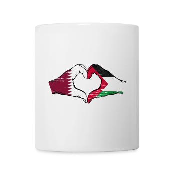 Qatar Palestine flag hands heart shape used - Mug - white - Front