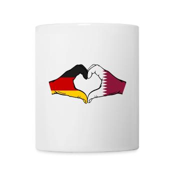 Germany Qatar Flag Hands Heart Shape - Mug - white - Front