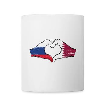 Drapeau de la Russie Qatar mains forme de coeur utilisé - Mug blanc - blanc - Devant
