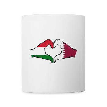 Hungary Qatar Flag Hands Heart Shape - Mug - white - Front