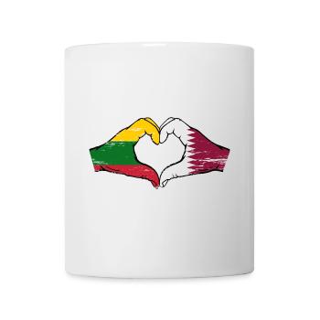Lithuania Qatar flag hands heart shape used - Mug - white - Front
