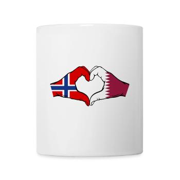 Norway Qatar Flag Hands Heart Shape - Mug - white - Front