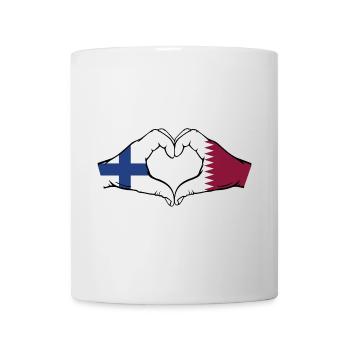 Finlande Qatar drapeau mains forme coeur - Mug blanc - blanc - Devant