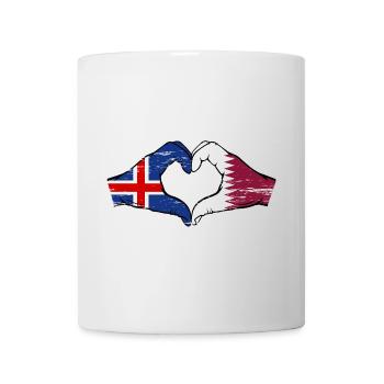 Iceland Qatar flag hands heart shape used - Mug - white - Front