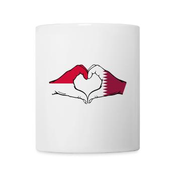 Indonesia Qatar Flag Hands Heart Shape - Mug - white - Front