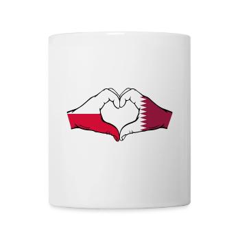 Poland Qatar Flag Hands Heart Shape - Mug - white - Front