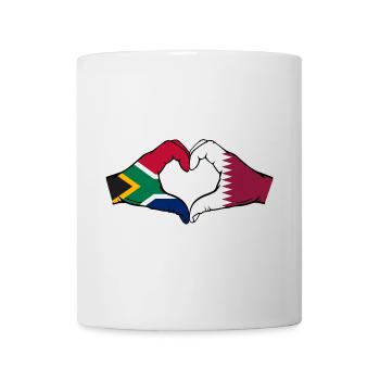 Afrique du Sud Qatar drapeau mains forme coeur - Mug blanc - blanc - Devant