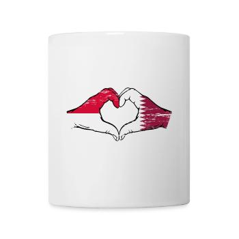 Indonesia Qatar flag hands heart shape used - Mug - white - Front