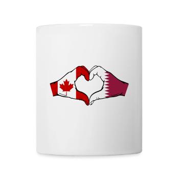 Drapeau du Canada Qatar Mains Forme Coeur - Mug blanc - blanc - Devant