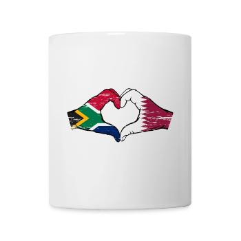 Afrique du Sud Drapeau Qatar mains forme de coeur utilisé - Mug blanc - blanc - Devant
