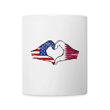États-Unis, drapeau du Qatar, mains, forme de coeur utilisé - Mug blanc - blanc - Devant