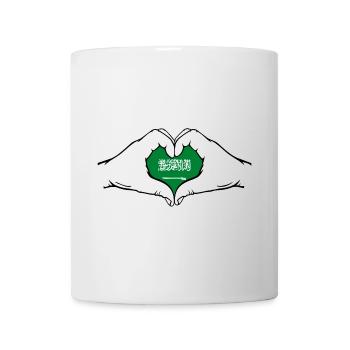 Saudi Arabia Flag Hands Heart Shape - Mug - white - Front