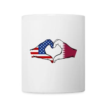 États-Unis Qatar Drapeau Mains Forme Coeur - Mug blanc - blanc - Devant
