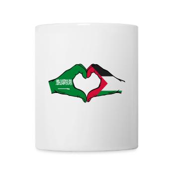 Arabie Saoudite Palestine Drapeau Mains Coeur Forme - Mug blanc - blanc - Devant