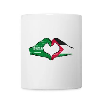 Arabie Saoudite Palestine Drapeau Mains Coeur Forme Utilisé - Mug blanc - blanc - Devant