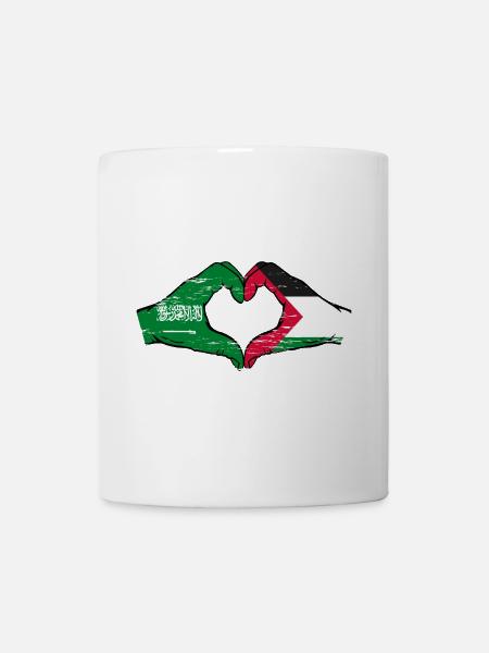 Arabie Saoudite Palestine Drapeau Mains Coeur Forme Utilisé - Mug blanc - blanc