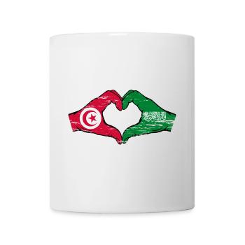 Tunisia Saudi Arabia Flag Hands Heart Shape Used - Mug - white - Front