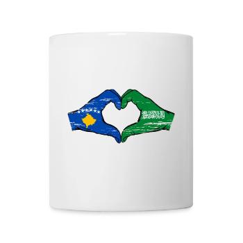 Kosovo Saudi Arabia Flag Hands Heart Shape Used - Mug - white - Front