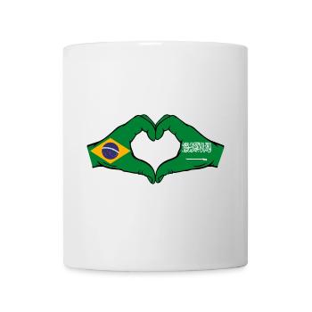 Brazil Saudi Arabia Flag Hands Heart Shape - Mug - white - Front