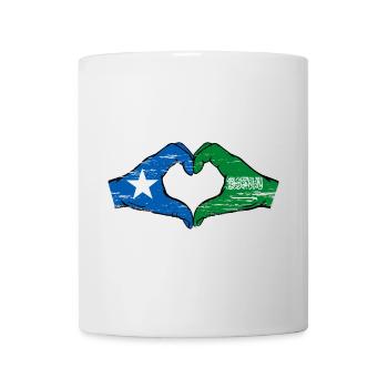 Somalia Saudi Arabia Flag Hands Heart Shape Used - Mug - white - Front