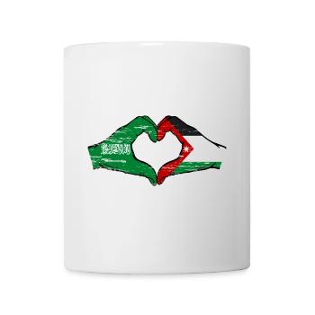 Arabie Saoudite Drapeau Jordanie mains forme de coeur utilisé - Mug blanc - blanc - Devant