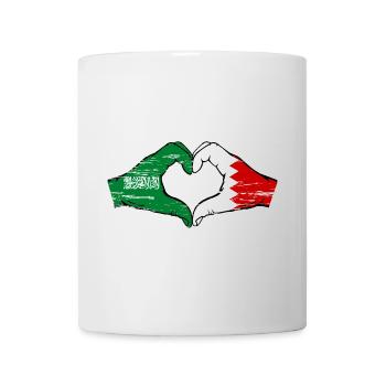 Saudi Arabia Bahrain Flag Hands Heart Shape Used - Mug - white - Front
