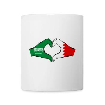 Saudi Arabia Bahrain Flag Hands Heart Shape - Mug - white - Front