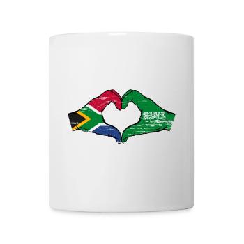 South Africa Saudi Arabia Flag Hands Heart Shape Used - Mug - white - Front